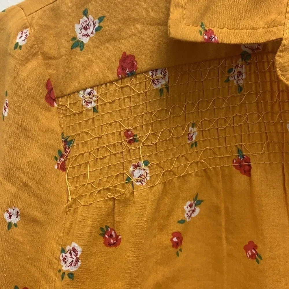 Anthropologie Maeve Yellow Phyllis Floral Top Size 0 - Picture 7 of 8